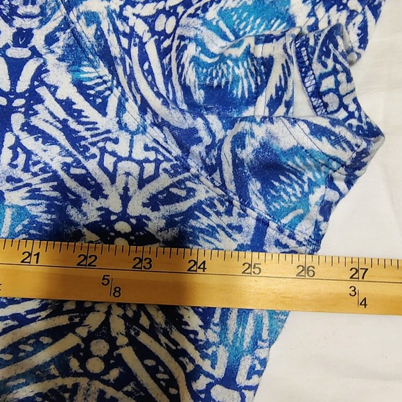 Kim Rogers Woman Blue White Print Tunic Top Plus Size 2X Short Sleeve Cotton - Picture 6 of 8